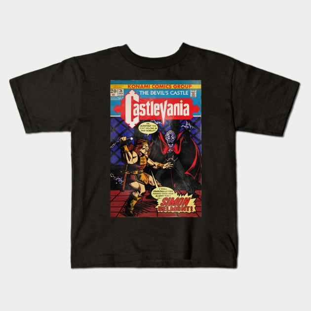 Castlevania Vintage Comic Cover Kids T-Shirt by MichaelJLarson